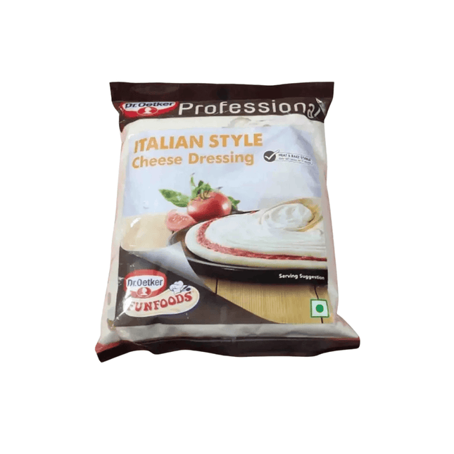 Pack of Dr. Oetker Italian Style Cheese Dressing on a white background