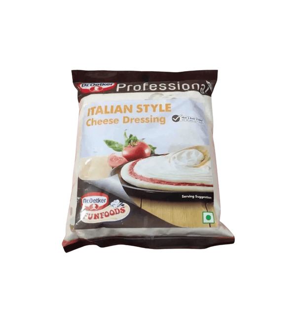 Pack of Dr. Oetker Italian Style Cheese Dressing on a white background
