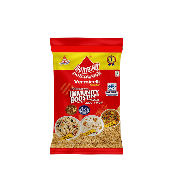 Bambino Vermicelli package with red and yellow design on a white background