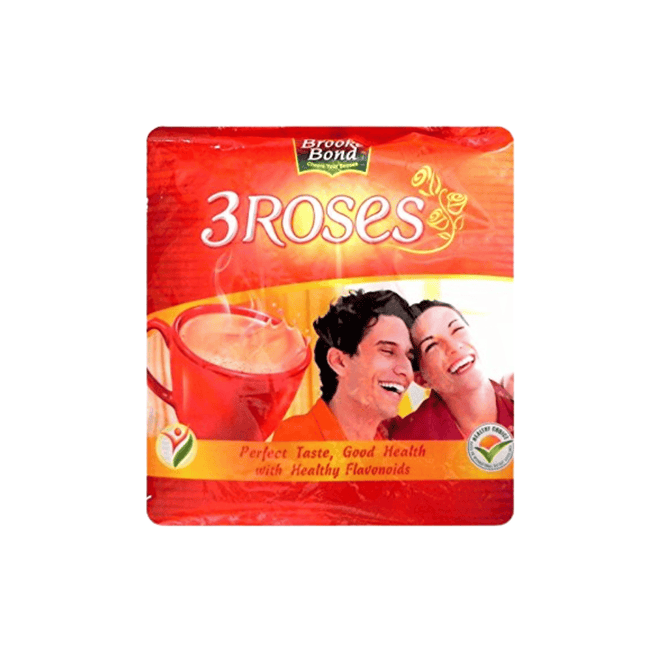 3 Roses tea package with a couple on a white background