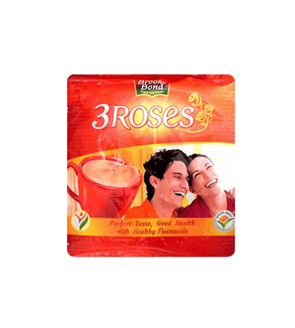 3 Roses tea package with a couple on a white background