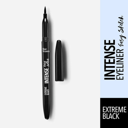 Black eyeliner pen with 'Blue Heaven' branding on a white background