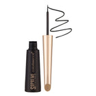 Supreme eyeliner with black ink and gold applicator on a white background