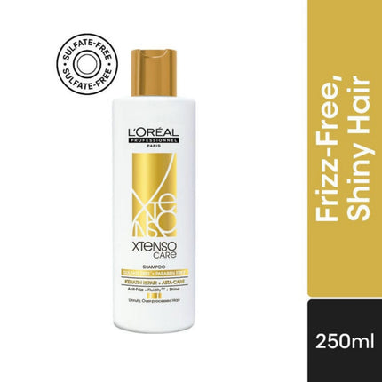 L'Oreal Xtenso Care shampoo bottle with packaging on a white background