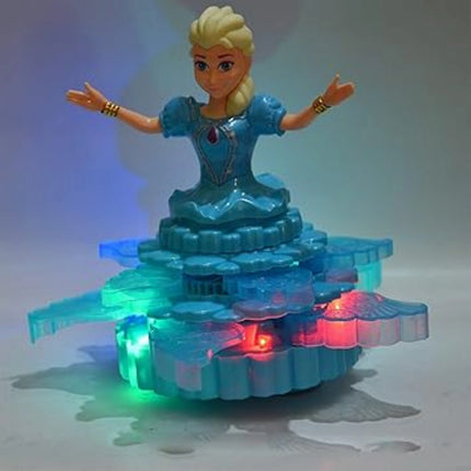 Toy figure on a glowing platform with colorful lights