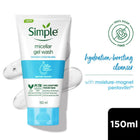 Simple micellar gel wash bottle with packaging details on a white background