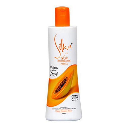 Silka Skin Whitening Lotion Papaya bottle with orange cap on a white background