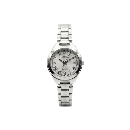 Fire Collection Ladies Quartz Watch Silver  Steel Roman Numerals Dial