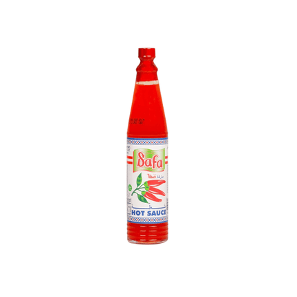 Bottle of Dafa hot sauce on a white background