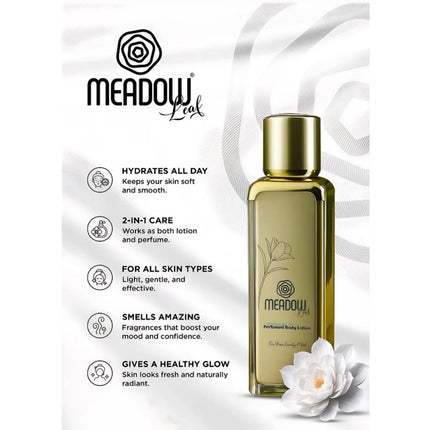 Meadow Perfumed Body Lotion with packaging details on a white background