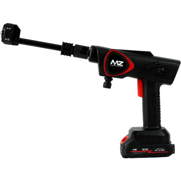 Black and red MZ power tool on a white background