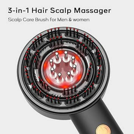 3-in-1 Hair Scalp Massager with red light on a white background