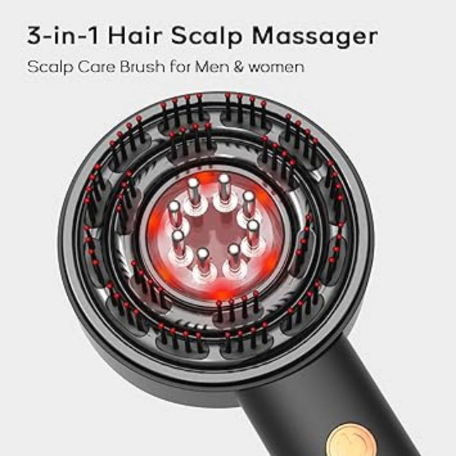 3-in-1 Hair Scalp Massager with red light on a white background