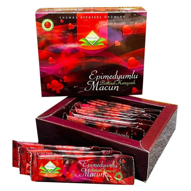 Box of Epimedyumlu Macun with multiple packets on a white background