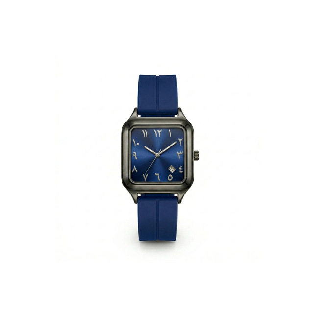 Watch with a blue strap on a white background