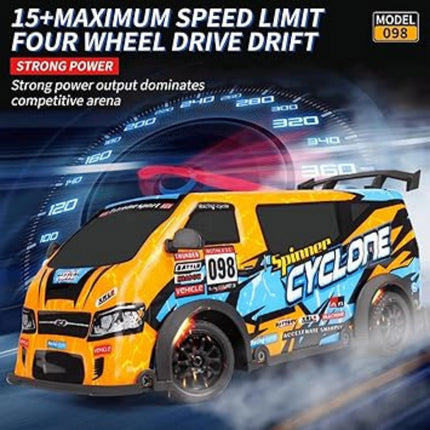 Model car with 'Cyclone' branding on a blue and black background