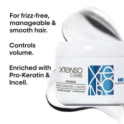 Xtenso Care hair mask with branding and product features on a white background