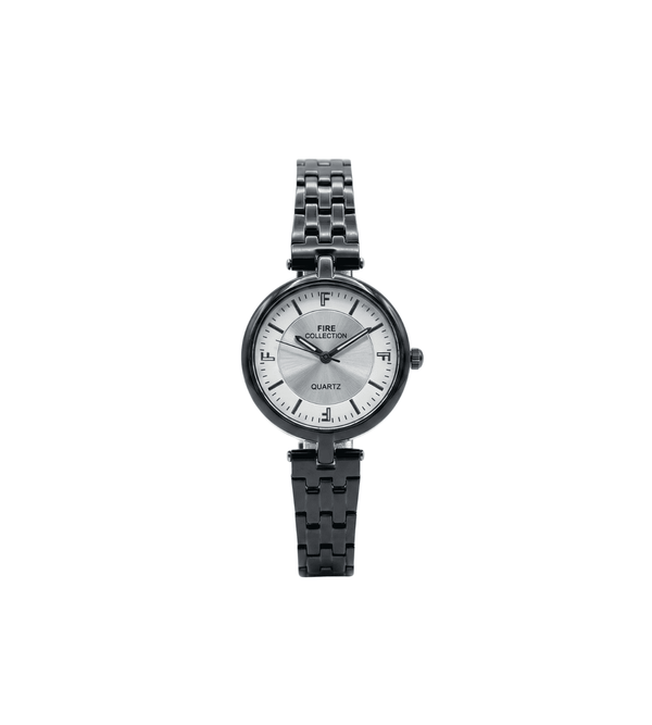 Fire Collection Ladies Quartz Watch Black  Minimal Dial Slim Elegant Style