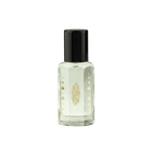 Clear glass bottle with black cap on a white background