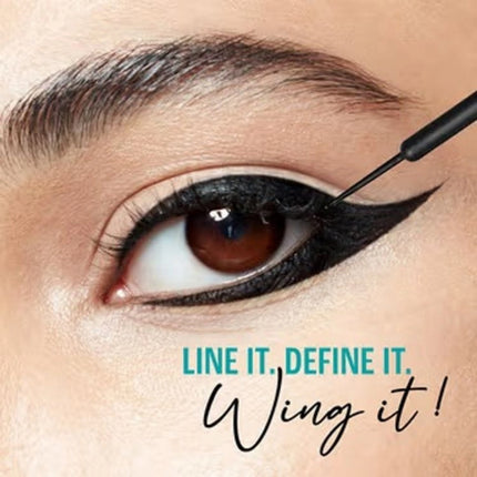 Eyeliner being applied to an eye with text 'Line it. Define it. Wing it!'