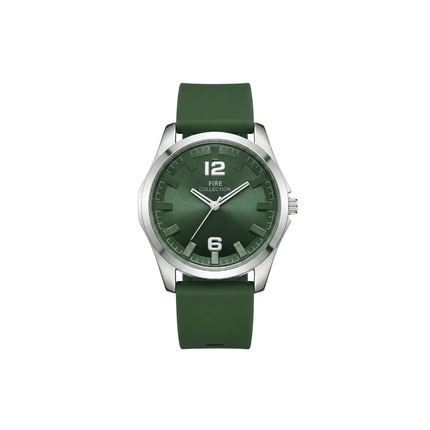 Fire Collection Mens Analog Quartz Watch Dial Minimal Design Silicone Strap