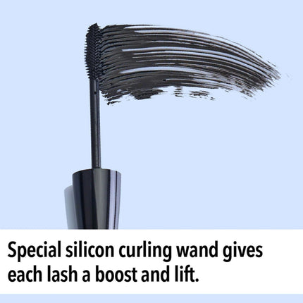 Eyelash curler with silicone wand on a light blue background