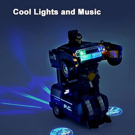 Toy robot with lights and music effects on a dark background
