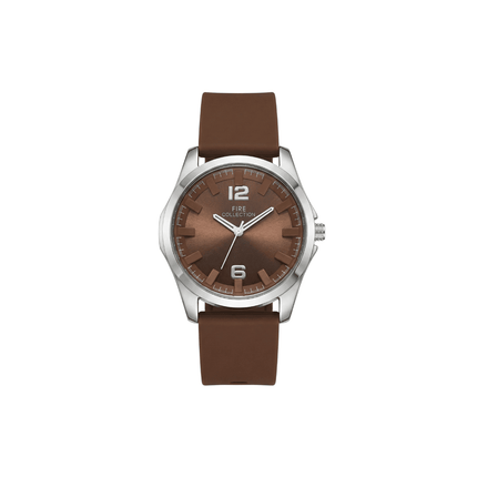 Fire Collection Mens Analog Quartz Watch Dial Minimal Design Silicone Strap
