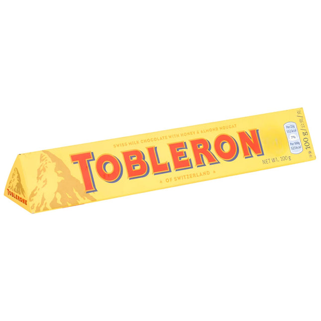 Toblerone Swiss Milk Chocolate with Honey & Almond  100g bar  20 pieces in box
