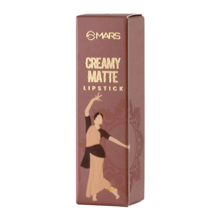 Mars Creamy Matte Lipstick packaging with a stylized illustration of a woman on a white background