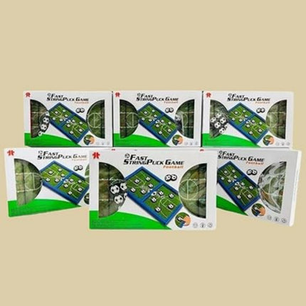 Multiple boxes of a fast stringplex game on a beige background