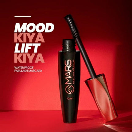 Mars Fabulash mascara with open cap on a red background