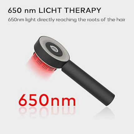 Hair treatment device with 650nm light therapy on a white background