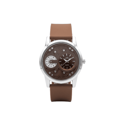 Fire Collection Mens Analog Quartz Watch Dual Dial Openwork Design Premium  Silicone Strap