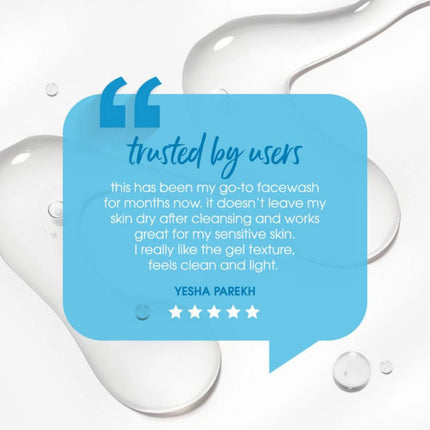 Product with a blue speech bubble containing a user review on a white background