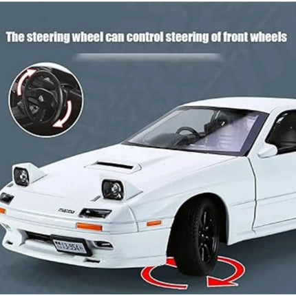 White car with steering wheel control illustration on a blue background