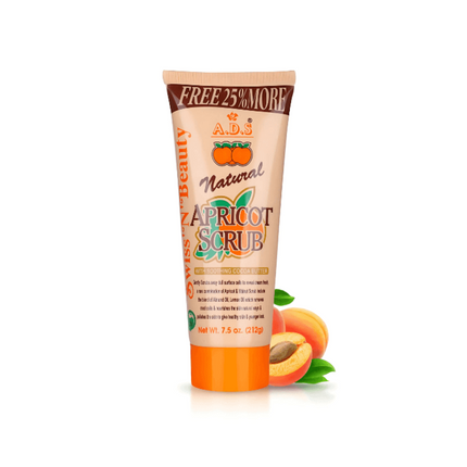Tube of A&J's Natural Apricot Scrub on a white background