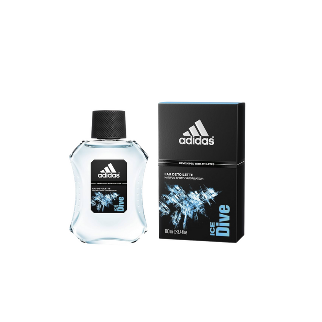 Adidas Eau de Toilette bottle and packaging on a white background