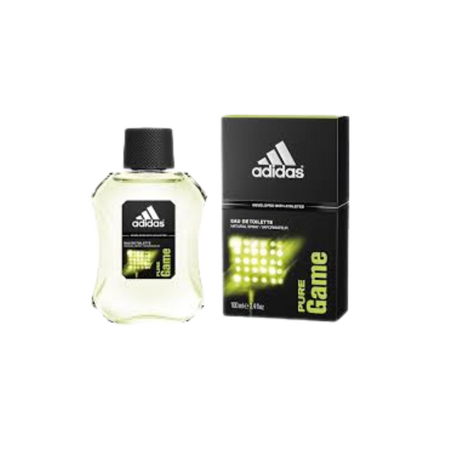 Adidas Pure Game perfume bottle and packaging on a white background