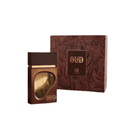 Oud perfume bottle and packaging on a white background