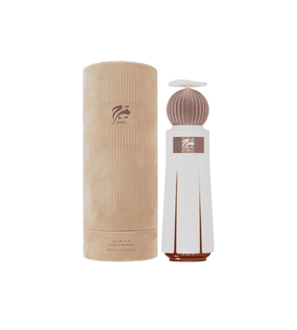 Bamboo-shaped bottle and cylindrical container with a brand logo on a white background