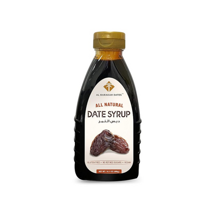 Bottle of Al Fardous All Natural Date Syrup on a white background