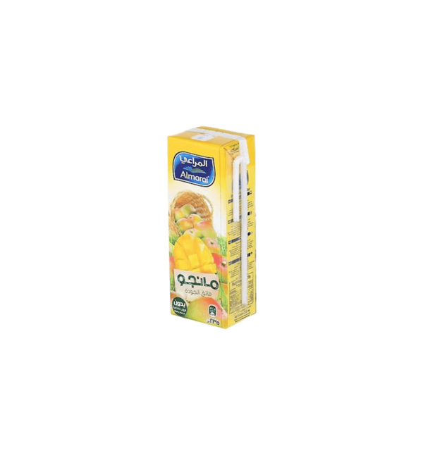 Almarai mango juice box on a white background