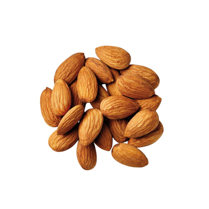 Almonds on a white background