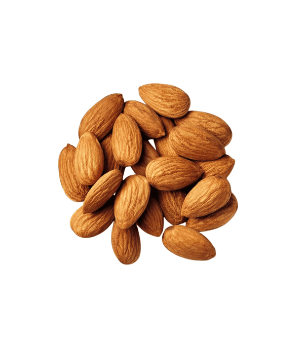 Almonds on a white background