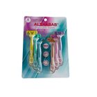 Pack of Alshabab disposable razors with colorful handles on a white background