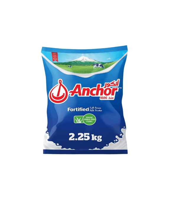 Anchor fortified milk powder packaging on a white background