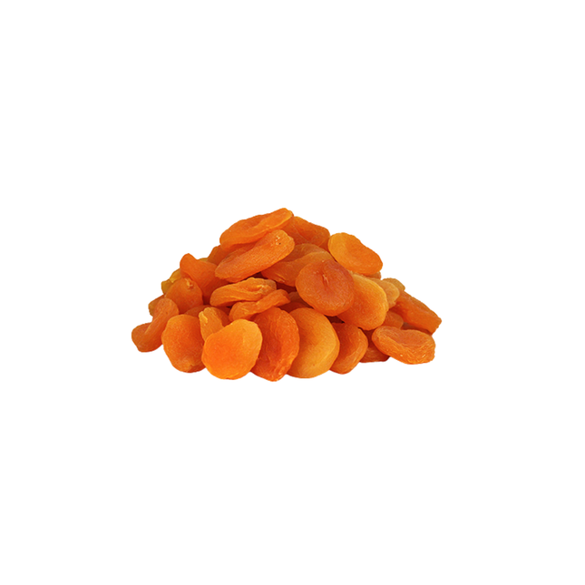 Pile of orange color apricots with white background