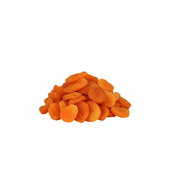 Pile of orange color apricots with white background
