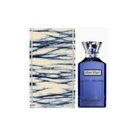 Blue perfume bottle with decorative box on a white background